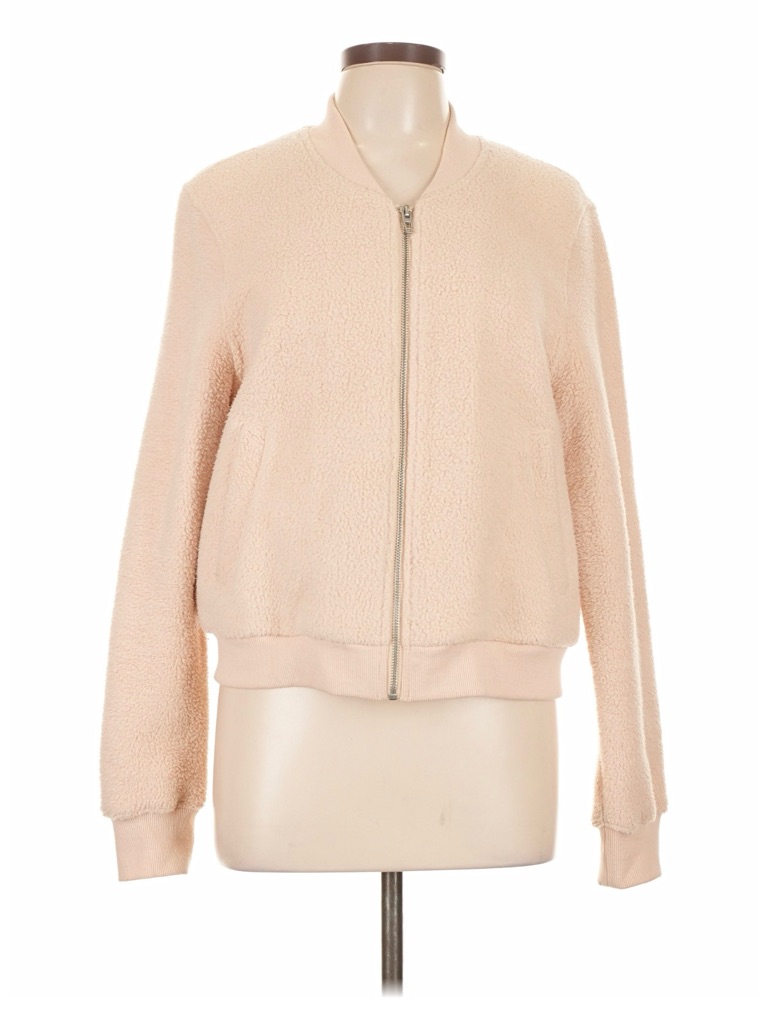 Women's Plush Teddy Bomber Jacket - Blush